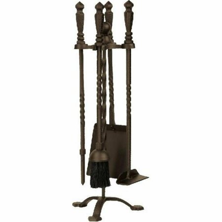 DAGAN Wrought Iron Stove Fireplace Tool Set - Twist Style, Bronze - 5 Piece 1105B